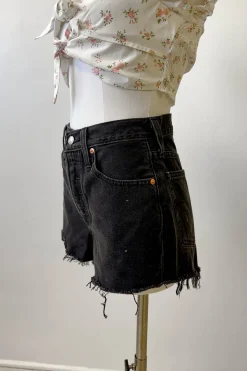 Lunar Black 501 Original Distressed Shorts by Levi's