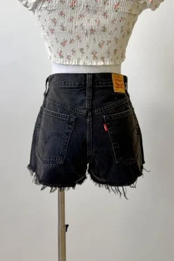 Lunar Black 501 Original Distressed Shorts by Levi's