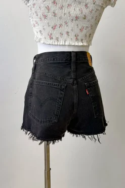 Lunar Black 501 Original Distressed Shorts by Levi's