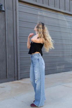 Nectar Premium Denim: The Olivine Wide Leg Distress Jeans