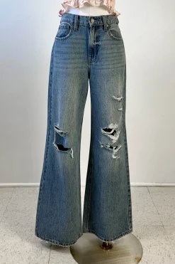 Nectar Premium Denim: The Olivine Wide Leg Distress Jeans