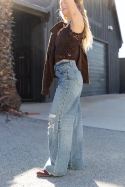 Nectar Premium Denim: The Olivine Distressed Wide Leg Jeans