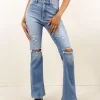Nectar Premium Denim: The Olivine Distressed Bootcut Jeans