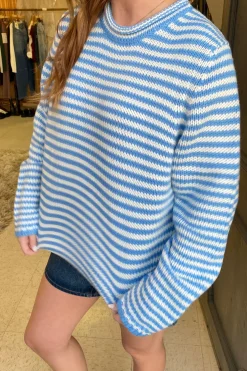Oversized Crochet Striped Sweater