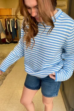 Oversized Crochet Striped Sweater