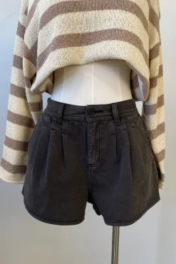Pleated Denim Shorts by For Good