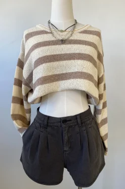 Pleated Denim Shorts by For Good