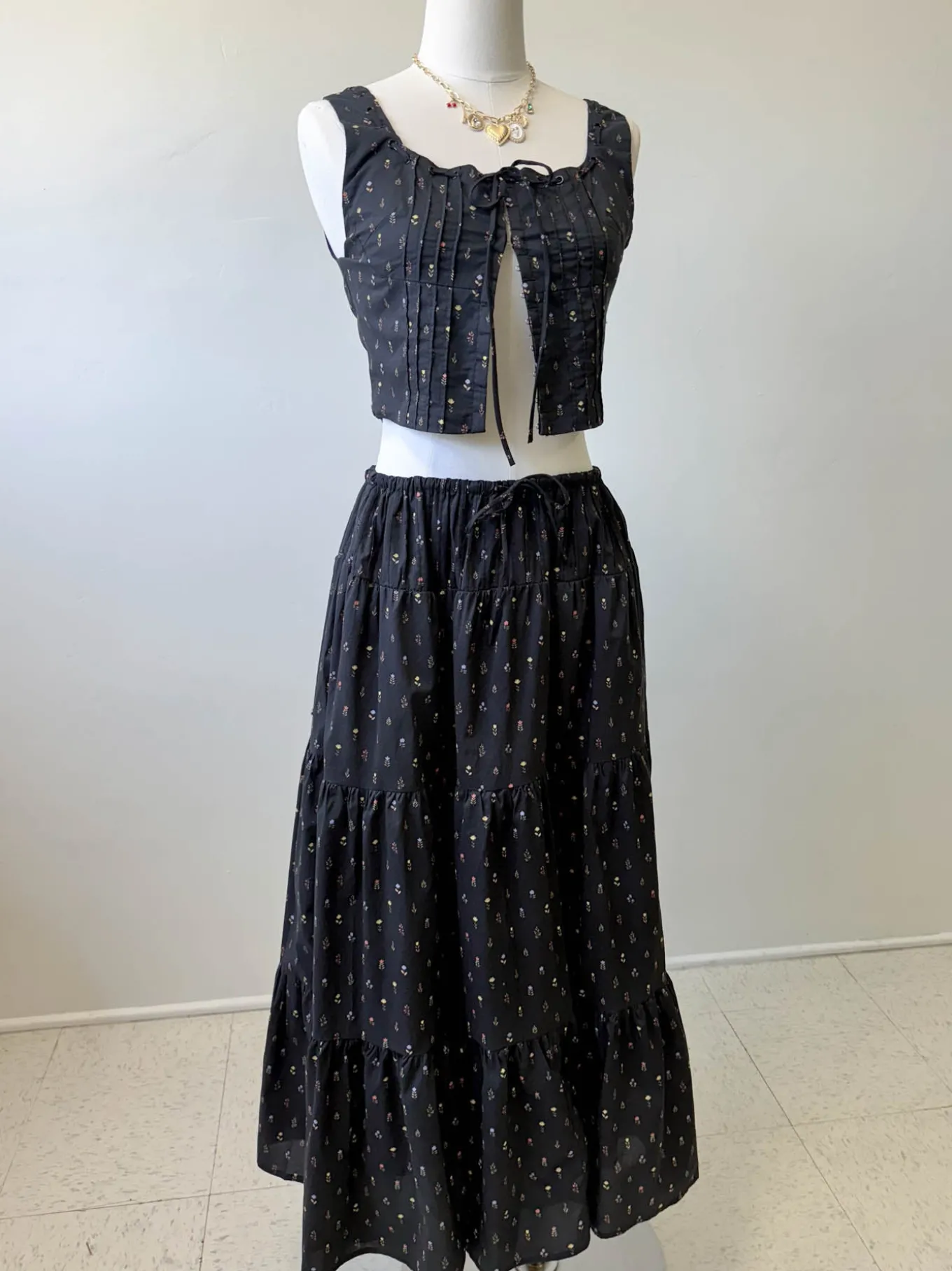Pleated Floral Corset Top