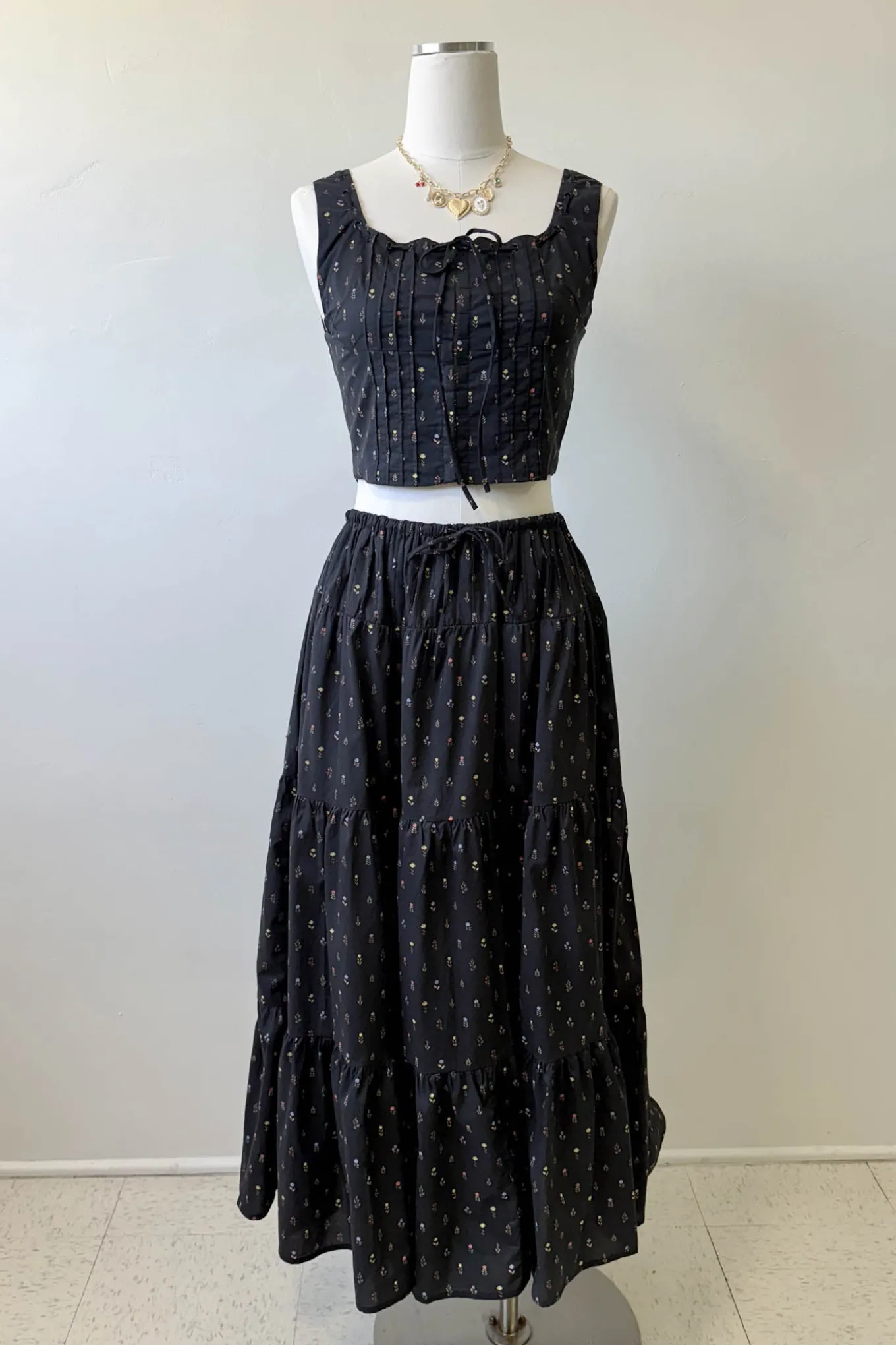 Pleated Floral Corset Top