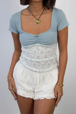 Pointelle & Stretch Lace Top