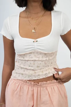 Pointelle & Stretch Lace Top