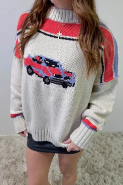 Retro Car Graphic Sweater