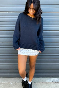 Reverse Stitch Knit Sweater