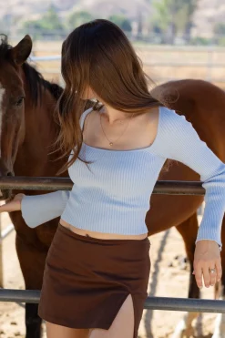 Ribbed Knit Long Sleeve Top