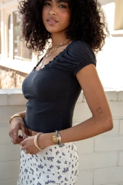 Ribbed Peasant Top
