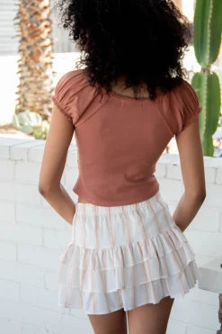 Ribbed Peasant Top