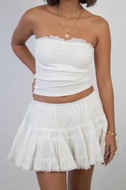 Ruffled Pointelle Tube Top