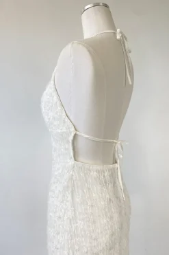 Sequined Stretch Lace Halter Dress