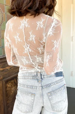 Sheer Lace Long Sleeve Top by For Good