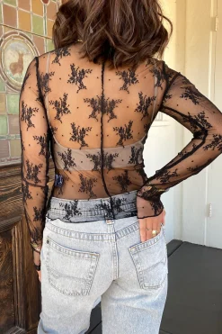 Sheer Lace Long Sleeve Top by For Good