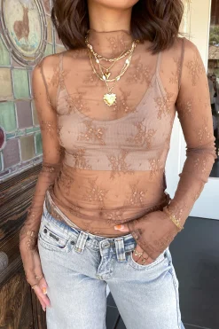 Sheer Lace Long Sleeve Top by For Good