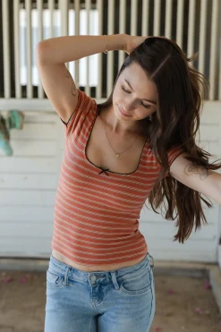 Short Sleeve Striped Babydoll Top