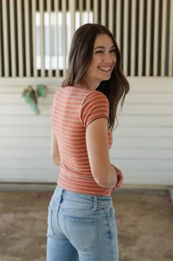 Short Sleeve Striped Babydoll Top