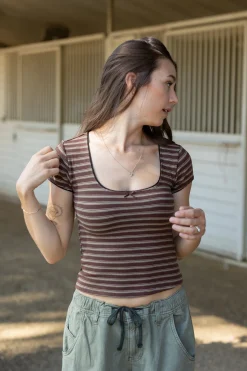 Short Sleeve Striped Babydoll Top