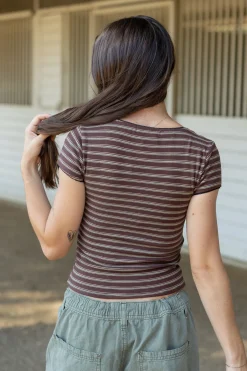 Short Sleeve Striped Babydoll Top