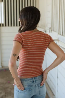Short Sleeve Striped Babydoll Top