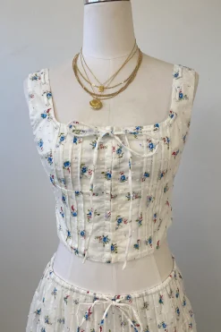 Sleeveless Floral Corset Top