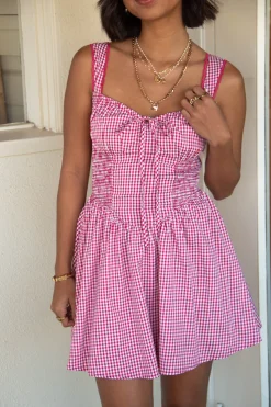Sleeveless Gingham Mini Dress
