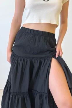Slit Tiered Maxi Skirt