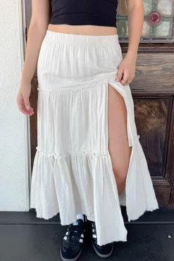 Slit Tiered Maxi Skirt