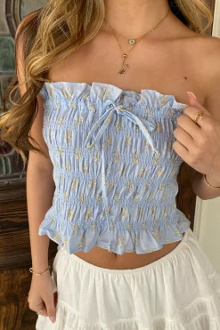 Smocked Floral Tube Top