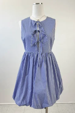 Split Front Gingham Mini Dress