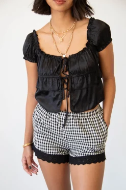 Split Front Satin Top