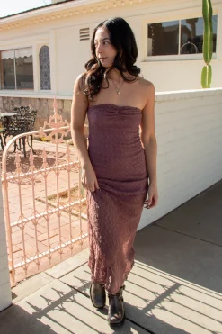 Strapless Lace Maxi Dress