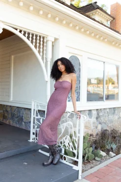 Strapless Lace Maxi Dress