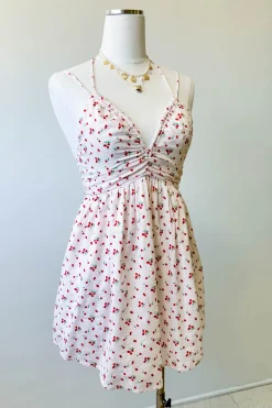 Strappy Cherry Print Mini Dress