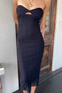 Stretch Lace Maxi Strapless Dress