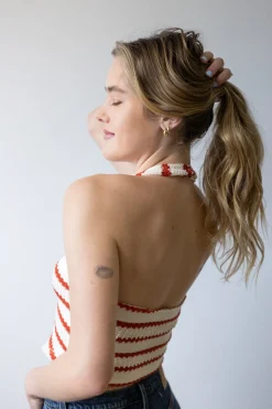 Striped Knit Halter Top