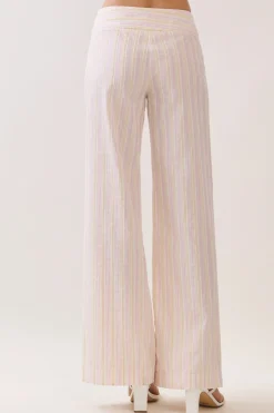 Striped Wrap Tie Wide-Leg Pants