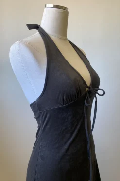 Suede Halter Mini Dress