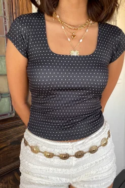 Swiss Dot Short Sleeve Top