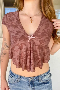 Textured Floral Cap Sleeve Top