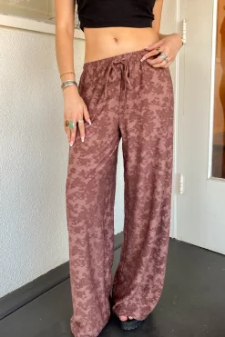 Textured Floral Pants