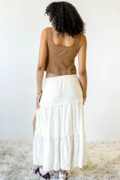 Textured Floral Tiered Maxi Skirt
