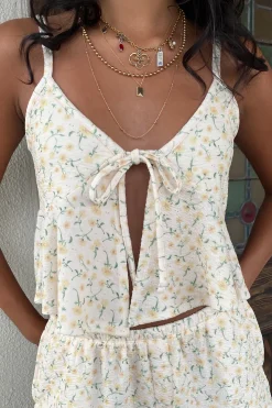 Textured Split Front Cami Top