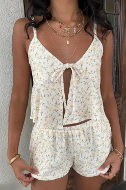 Textured Split Front Cami Top
